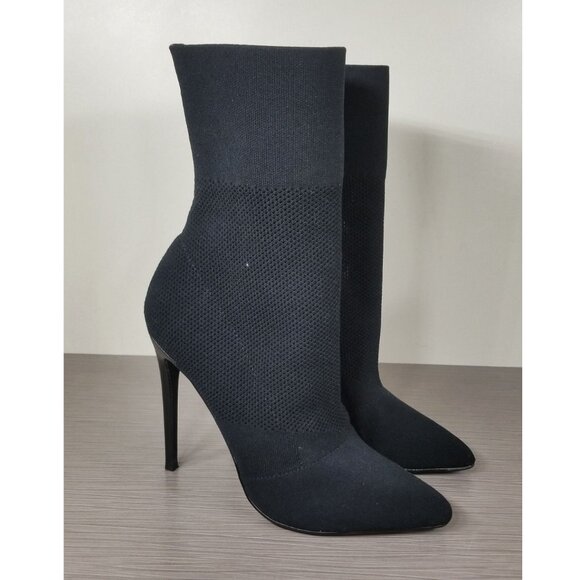Steve Madden Century Knit Sock Stiletto Booties, Black, Women Size 9.5 M - Picture 1 of 11